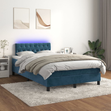 vidaXL sötétkék bársony rugós és LED-es ágy matraccal 120x200 cm ágy és ágykellék