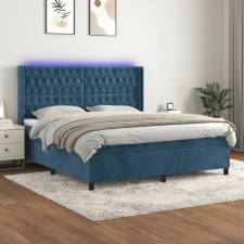 vidaXL sötétkék bársony rugós és LED-es ágy matraccal 180x200 cm ágy és ágykellék