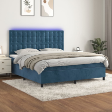 vidaXL sötétkék bársony rugós és LED-es ágy matraccal 180x200 cm ágy és ágykellék