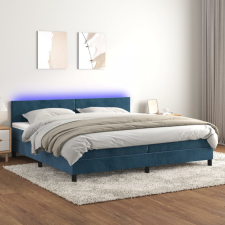 vidaXL sötétkék bársony rugós és LED-es ágy matraccal 200x200 cm ágy és ágykellék