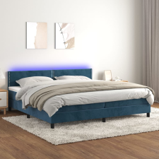 vidaXL sötétkék bársony rugós és LED-es ágy matraccal 200x200 cm ágy és ágykellék