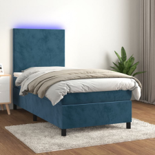 vidaXL sötétkék bársony rugós és LED-es ágy matraccal 90x190 cm ágy és ágykellék