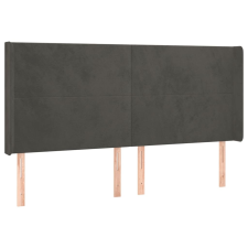 vidaXL sötétszürke bársony fejtámla szárnyakkal 163x16x118/128 cm (3119355) ágy és ágykellék