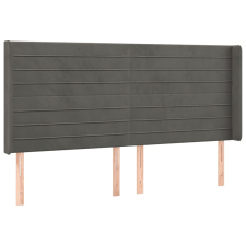 vidaXL sötétszürke bársony fejtámla szárnyakkal 163x16x118/128 cm (3119775) ágy és ágykellék