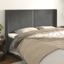 vidaXL sötétszürke bársony fejtámla szárnyakkal 203x16x118/128 cm ágy és ágykellék
