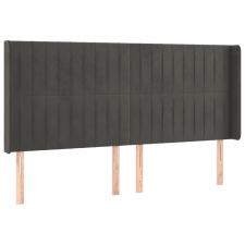vidaXL sötétszürke bársony fejtámla szárnyakkal 203x16x118/128 cm (3119885) ágy és ágykellék