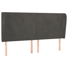 vidaXL sötétszürke bársony fejtámla szárnyakkal 203x23x118/128 cm (3117743) ágy és ágykellék