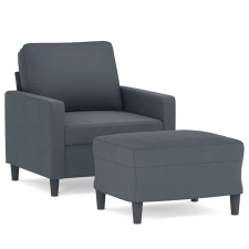 vidaXL sötétszürke bársony kanapéfotel lábtartóval 60 cm (3201046) bútor