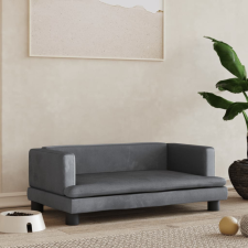 vidaXL sötétszürke bársony kutyaágy 80 x 45 x 30 cm szállítóbox, fekhely kutyáknak