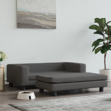 vidaXL sötétszürke bársony kutyaágy hosszabbítóval 100 x 50 x 30 cm szállítóbox, fekhely kutyáknak
