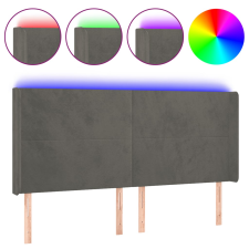 vidaXL sötétszürke bársony LED-es fejtámla 163x16x118/128 cm (3123823) ágy és ágykellék
