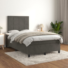 vidaXL sötétszürke bársony rugós ágy matraccal 120 x 200 cm ágy és ágykellék