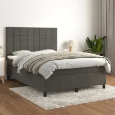 vidaXL sötétszürke bársony rugós ágy matraccal 140x190 cm ágy és ágykellék