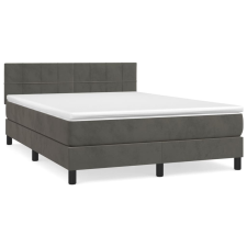vidaXL sötétszürke bársony rugós ágy matraccal 140x190 cm (3141300) ágy és ágykellék