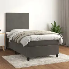 vidaXL sötétszürke bársony rugós ágy matraccal 90 x 200 cm ágy és ágykellék