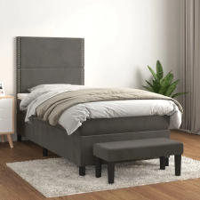 vidaXL sötétszürke bársony rugós ágy matraccal 90x190 cm ágy és ágykellék