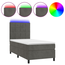 vidaXL sötétszürke bársony rugós és LED-es ágy matraccal 100x200 cm (3136108) ágy és ágykellék