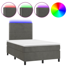 vidaXL sötétszürke bársony rugós és LED-es ágy matraccal 120x190 cm ágy és ágykellék