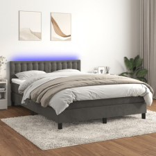 vidaXL sötétszürke bársony rugós és LED-es ágy matraccal 140x190 cm ágy és ágykellék