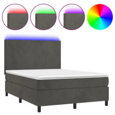 vidaXL sötétszürke bársony rugós és LED-es ágy matraccal 140x190 cm (3136000) ágy és ágykellék