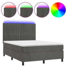 vidaXL sötétszürke bársony rugós és LED-es ágy matraccal 140x200 cm (3136246) ágy és ágykellék