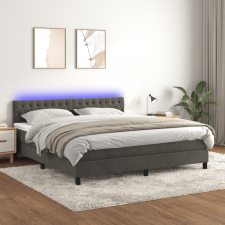 vidaXL sötétszürke bársony rugós és LED-es ágy matraccal 160x200 cm ágy és ágykellék