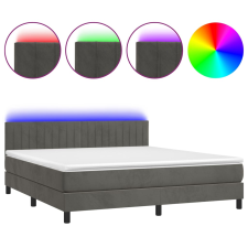 vidaXL sötétszürke bársony rugós és LED-es ágy matraccal 160x200 cm (3134532) ágy és ágykellék