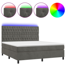 vidaXL sötétszürke bársony rugós és LED-es ágy matraccal 160x200 cm (3136312) ágy és ágykellék
