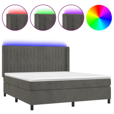 vidaXL sötétszürke bársony rugós és LED-es ágy matraccal 160x200 cm (3139692) ágy és ágykellék