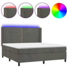 vidaXL sötétszürke bársony rugós és LED-es ágy matraccal 180x200 cm (3139518) ágy és ágykellék