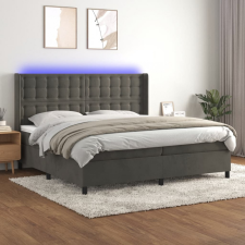 vidaXL sötétszürke bársony rugós és LED-es ágy matraccal 200x200 cm ágy és ágykellék