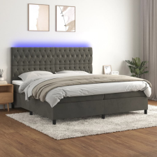 vidaXL sötétszürke bársony rugós és LED-es ágy matraccal 200x200 cm ágy és ágykellék