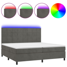 vidaXL sötétszürke bársony rugós és LED-es ágy matraccal 200x200 cm (3136144) ágy és ágykellék