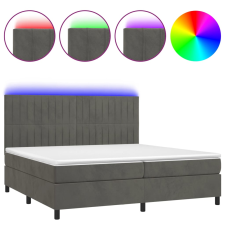 vidaXL sötétszürke bársony rugós és LED-es ágy matraccal 200x200 cm (3136264) ágy és ágykellék