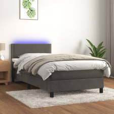vidaXL Sötétszürke bársony rugós és LED-es ágy matraccal 90x190 cm ágy és ágykellék