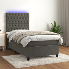 vidaXL sötétszürke bársony rugós és LED-es ágy matraccal 90x200 cm ágy és ágykellék