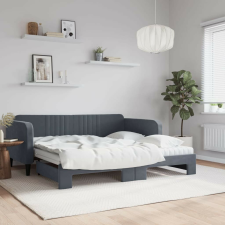 vidaXL sötétszürke kihúzható bársony heverő matraccal 90 x 190 cm bútor