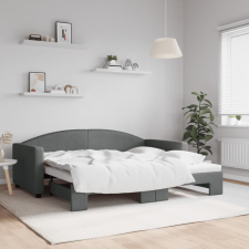 vidaXL sötétszürke kihúzható szövet heverő 90 x 190 cm ágy és ágykellék