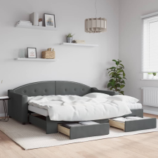 vidaXL sötétszürke kihúzható szövet heverő fiókkal 90 x 190 cm ágy és ágykellék