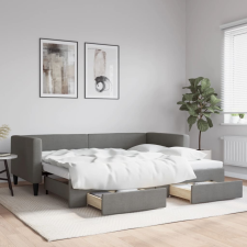 vidaXL sötétszürke kihúzható szövet heverő fiókkal 90 x 190 cm ágy és ágykellék