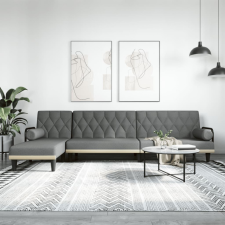 vidaXL Sötétszürke L-alakú bársony kanapéágy 260x140x70 cm bútor