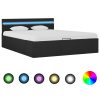 vidaXL Sötétszürke LED-es szövetágy hidraulikus tárolóval 140 x 200 cm