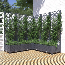 vidaXL sötétszürke PP rácsos kerti ültetőláda 120 x 120 x 121,5 cm kerti dekoráció