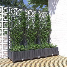vidaXL sötétszürke PP rácsos kerti ültetőláda 120 x 40 x 121,5 cm kerti dekoráció