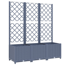 vidaXL sötétszürke PP rácsos kerti ültetőláda 120 x 40 x 136 cm (318253) kerti tárolás