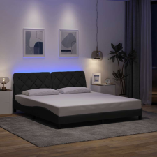 vidaXL sötétszürke szövet ágykeret LED-es matrac nélkül 180 x 200 cm ágy és ágykellék