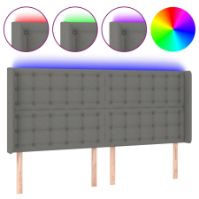 vidaXL sötétszürke szövet LED-es fejtámla 163x16x118/128 cm (3124489) ágy és ágykellék