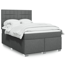 vidaXL sötétszürke szövet rugós ágy matraccal 140 x 190 cm ágy és ágykellék