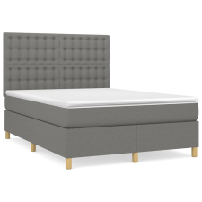 vidaXL sötétszürke szövet rugós ágy matraccal 140 x 190 cm (3142650) ágy és ágykellék