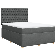 vidaXL sötétszürke szövet rugós ágy matraccal 140 x 190 cm (3291283) ágy és ágykellék
